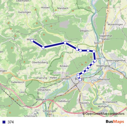 374 bus Line Map