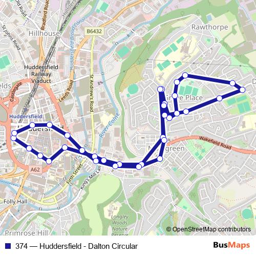 374 bus Line Map