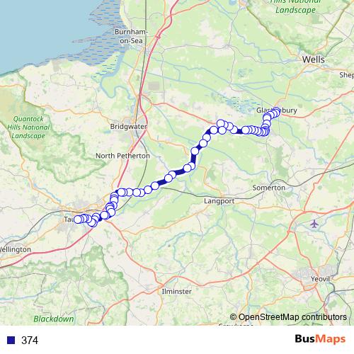 374 bus Line Map
