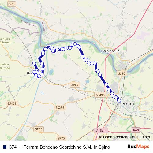 374 bus Line Map