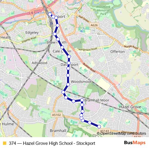 374 bus Line Map