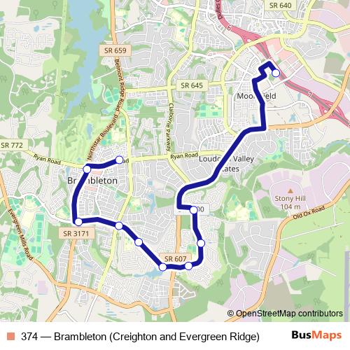 374 bus Line Map
