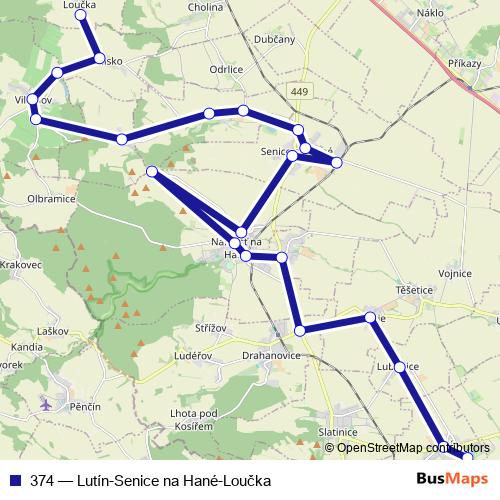 374 bus Line Map