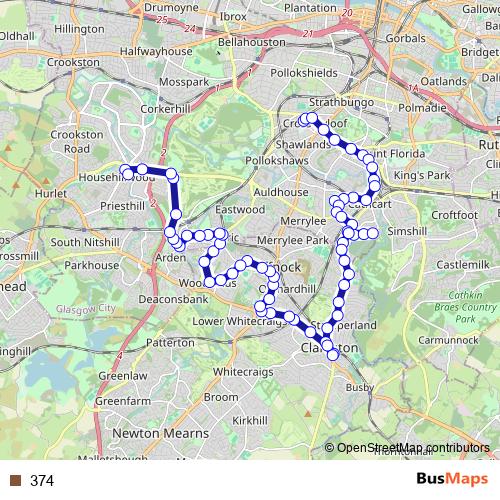 374 bus Line Map