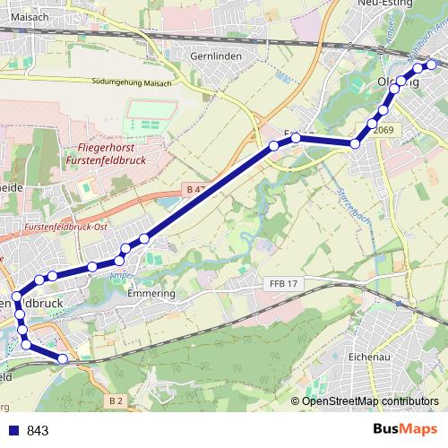 843 bus Line Map