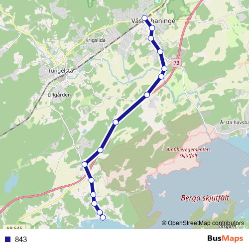 843 bus Line Map