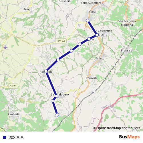 203 A A bus Line Map