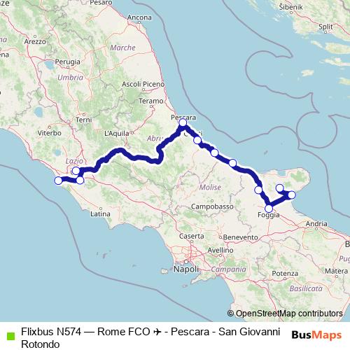 Flixbus N574 bus Line Map