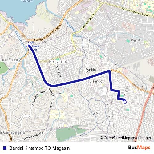 Bandal Kintambo TO Magasin bus Line Map