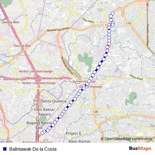 Balintawak De la Costa bus Line Map