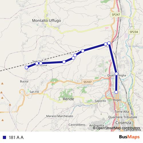 181 A A bus Line Map