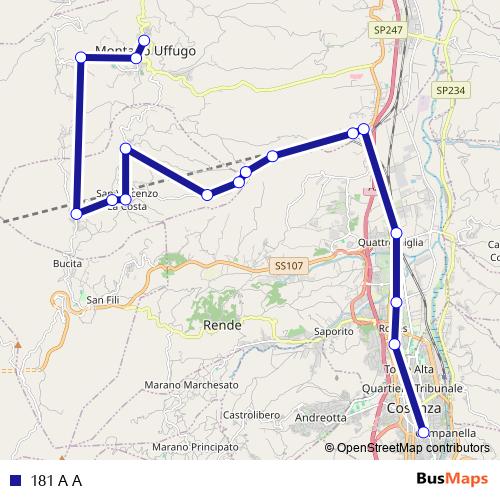 181 A A bus Line Map