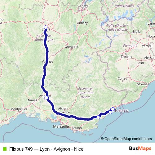 Flixbus 749 bus Line Map
