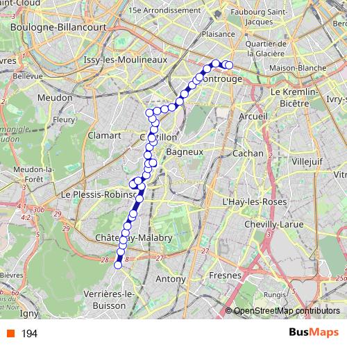 194 bus Line Map