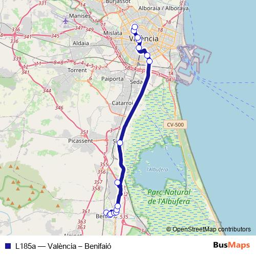 L185a bus Line Map