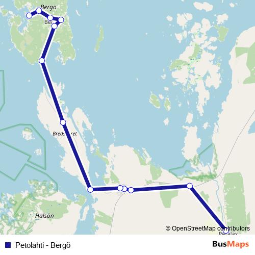 Petolahti - Bergö bus Line Map