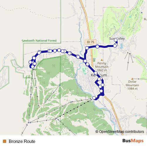 Bronze Route bus Line Map