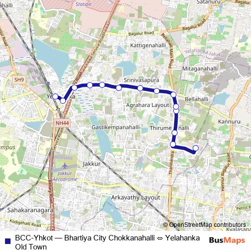 BCC-Yhkot bus Line Map