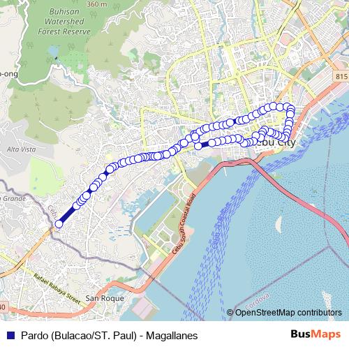 Pardo (Bulacao/ST. Paul) - Magallanes bus Line Map