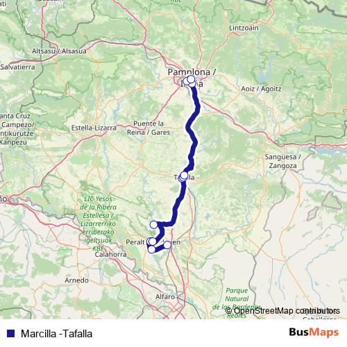 Marcilla -Tafalla bus Line Map