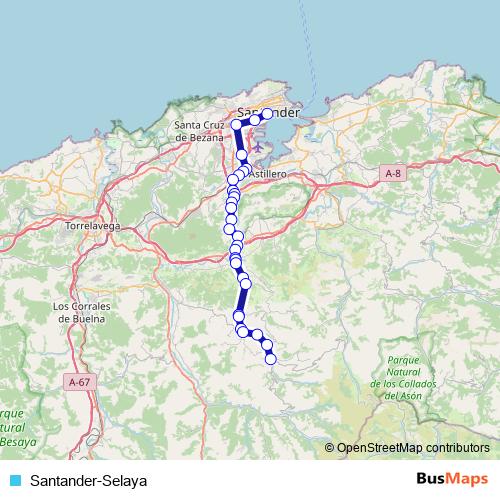 Santander-Selaya bus Line Map