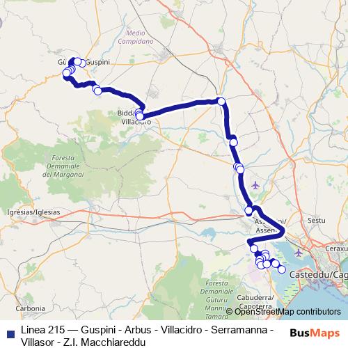 Linea 215 bus Line Map