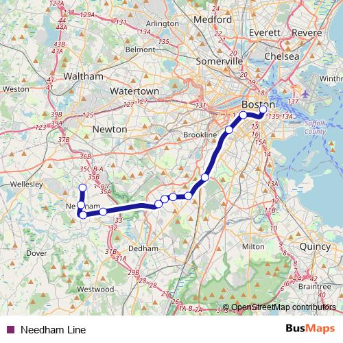 Needham Line rail Line Map