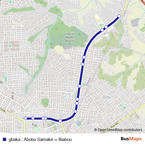 gbaka : Abobo Samaké ↔ Biabou bus Line Map