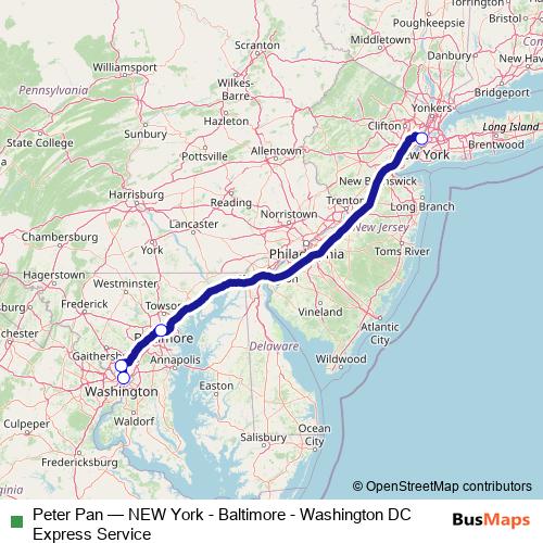 Peter Pan bus Line Map