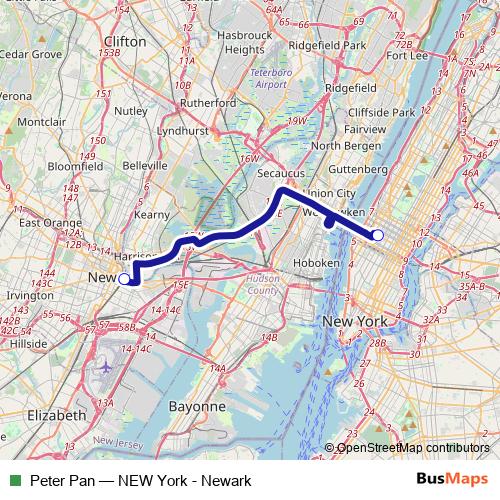 Peter Pan bus Line Map