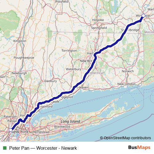 Peter Pan bus Line Map