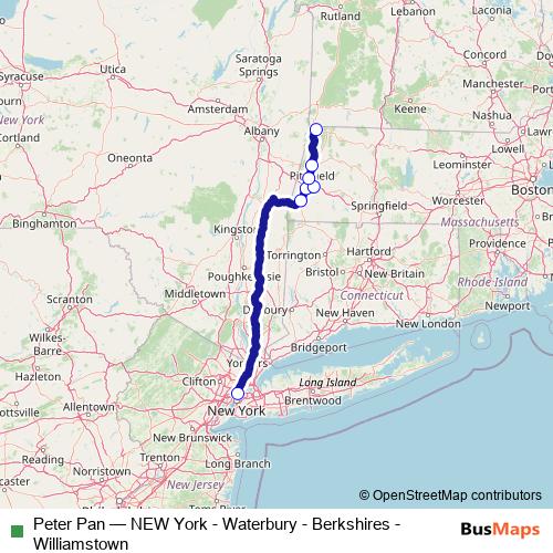 Peter Pan bus Line Map