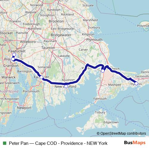 Peter Pan bus Line Map