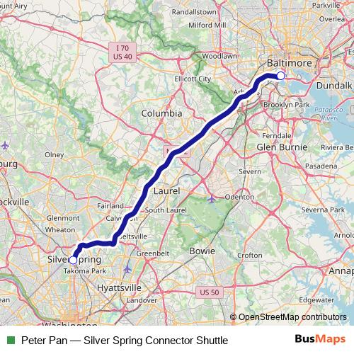 Peter Pan bus Line Map