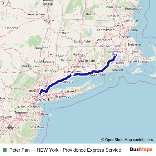 Peter Pan bus Line Map