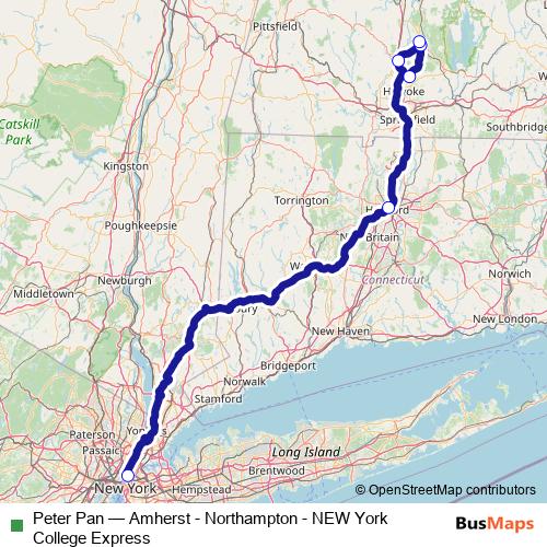 Peter Pan bus Line Map