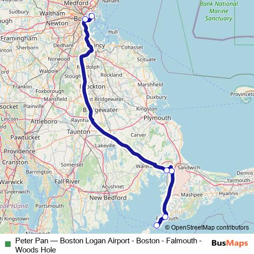 Peter Pan bus Line Map