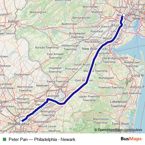 Peter Pan bus Line Map