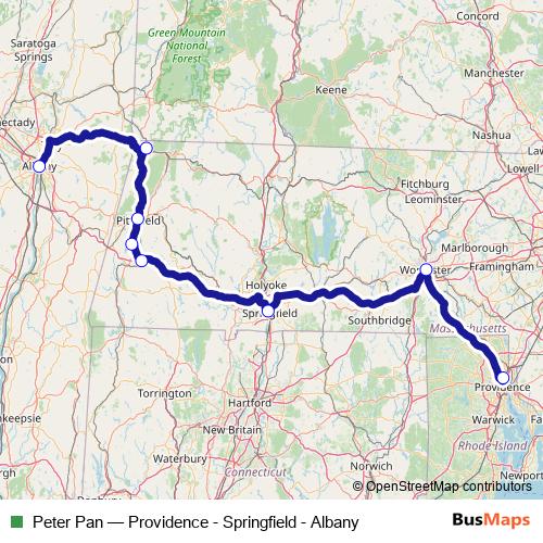 Peter Pan bus Line Map