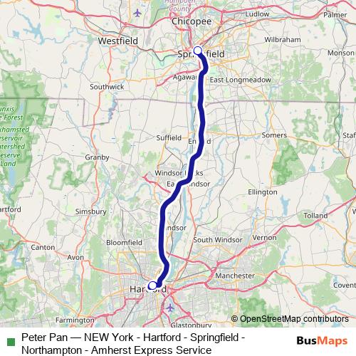 Peter Pan bus Line Map