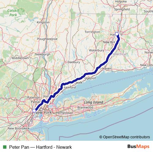 Peter Pan bus Line Map