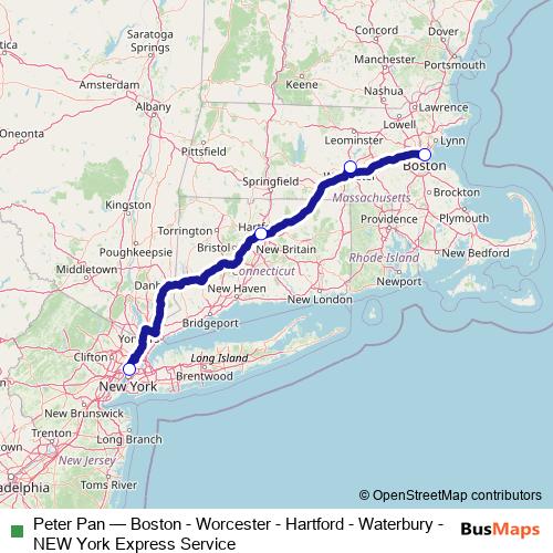 Peter Pan bus Line Map