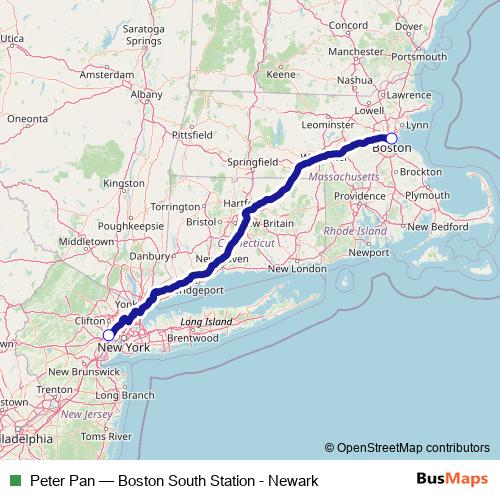 Peter Pan bus Line Map