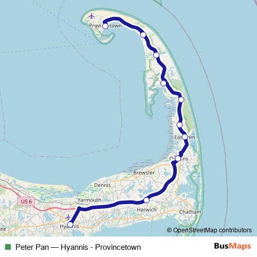 Peter Pan bus Line Map