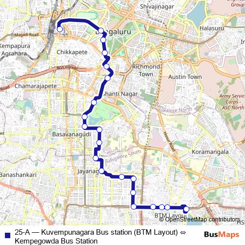 25-A bus Line Map