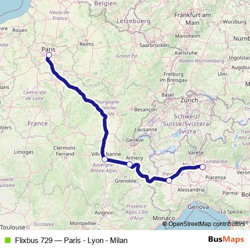 Flixbus 729 bus Line Map