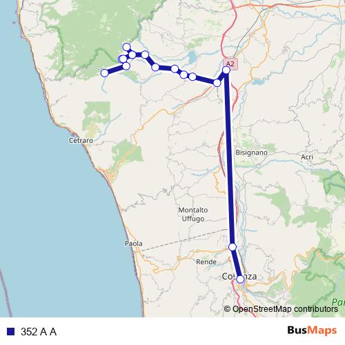 352 A A bus Line Map