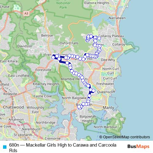680n bus Line Map