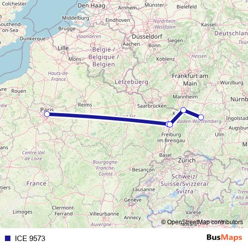 ICE 9573 rail Line Map
