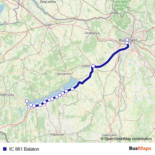 IC 861 Balaton rail Line Map
